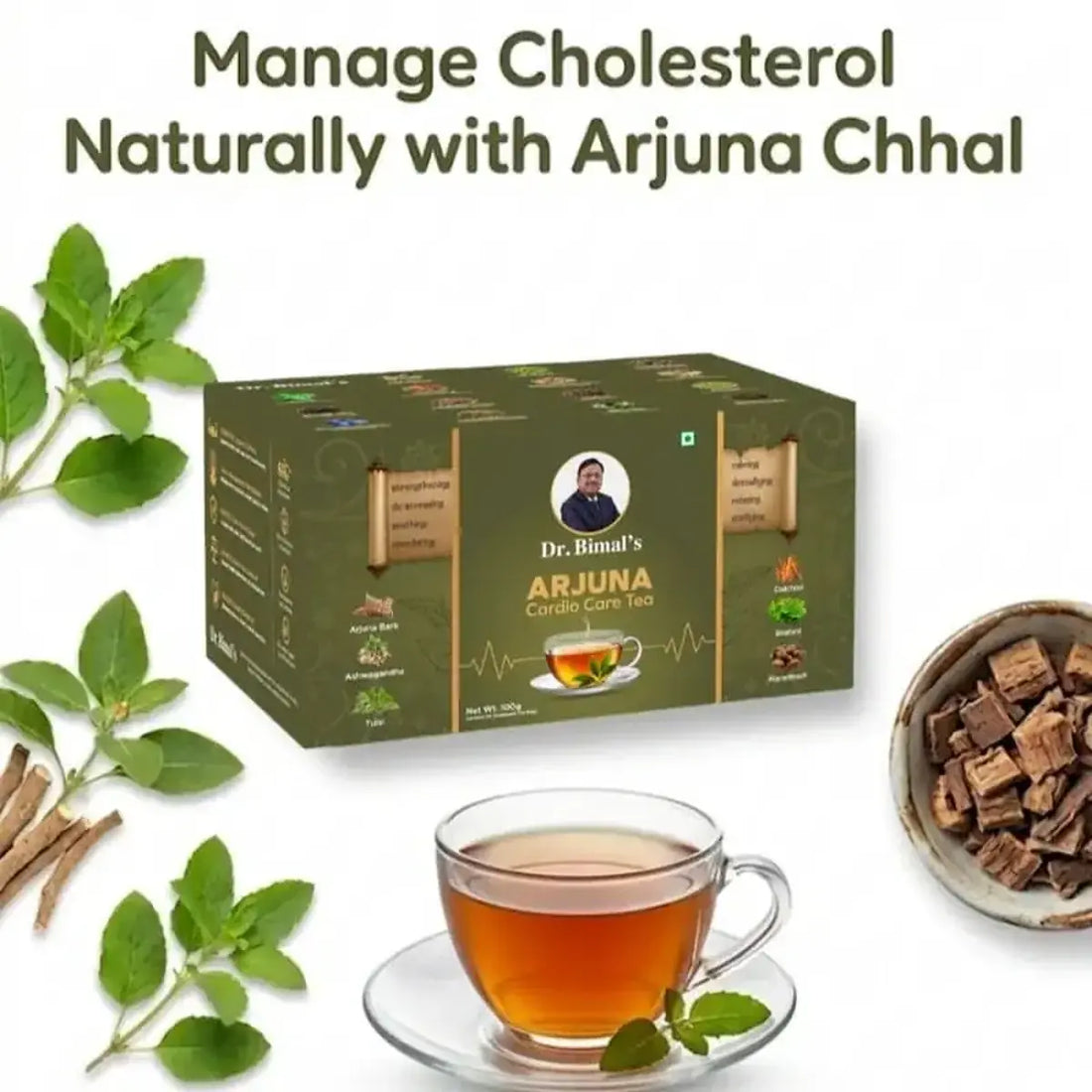 Dr. Bimal's Arjuna Cardio Care Tea with Ashwagandha, Shankhpushpi & Daalchini | 50 Tea Bags