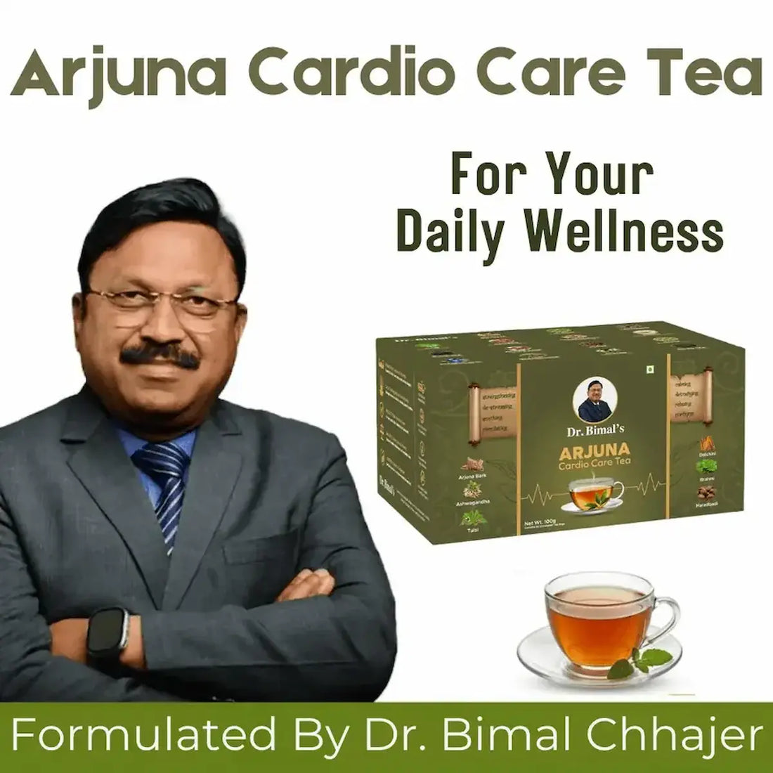 Dr. Bimal's Arjuna Cardio Care Tea with Ashwagandha, Shankhpushpi & Daalchini | 50 Tea Bags